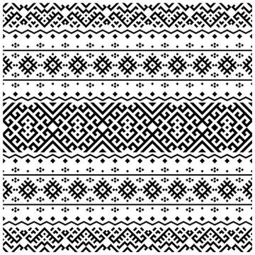 Ikat ethnic seamless pattern vector in black and white color Stock Illustration