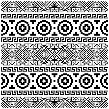 Ikat ethnic seamless pattern vector in black and white color Stock Illustration