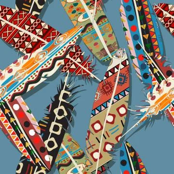 Ikat feather pattern  イラスト素材