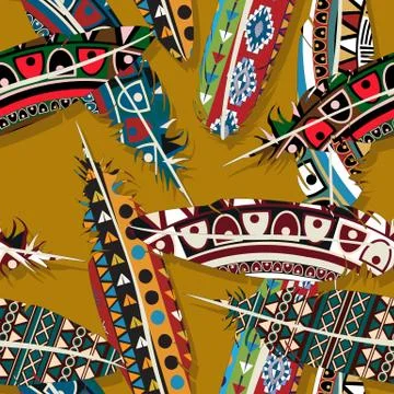 Ikat feather pattern  Stock Illustration