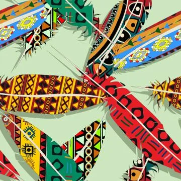 Ikat feather pattern  Stock Illustration