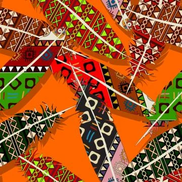 Ikat feather pattern  Illustrazione stock