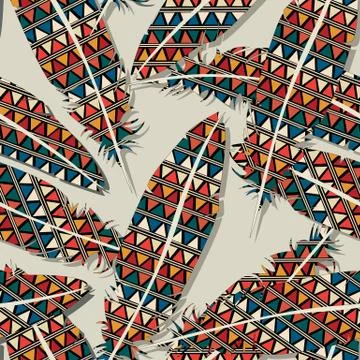 Ikat feather pattern  Illustrazione stock