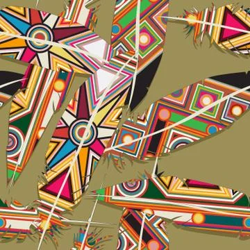 Ikat feather pattern Illustrazione stock