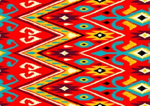 Ikat geometric folklore pattern. イラスト素材