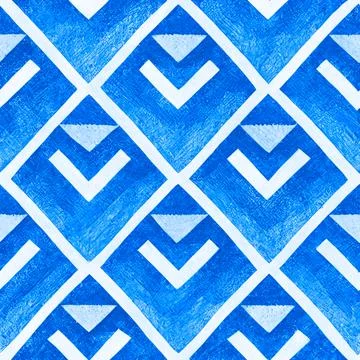 Ikat geometric seamless pattern, Aztec style blue background. Tribal ethnic.. Illustrazione stock