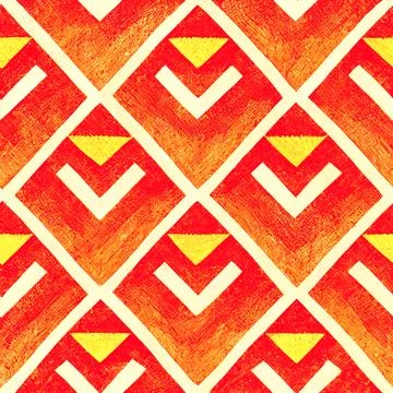 Ikat geometric seamless pattern, Aztec style red background. Tribal ethnic .. Stock Illustration
