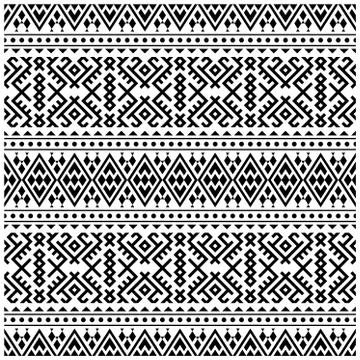 Ikat native ethnic pattern design in black and white color Stock Illustration