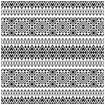 Ikat native ethnic pattern design in black and white color Stock Illustration