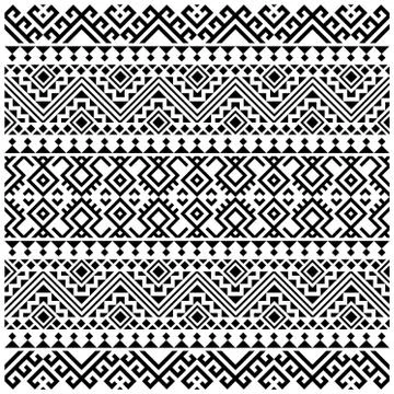 Ikat native ethnic pattern design in black and white color Stock Illustration