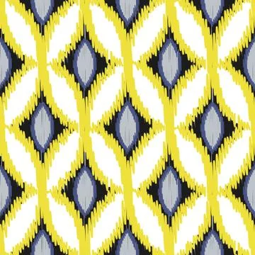Ikat ogee rhombs vector seamless pattern Stock Illustration