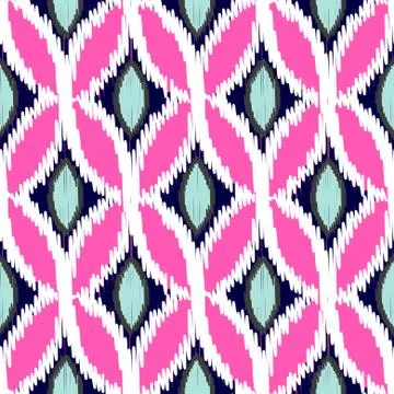Ikat ogee rhombs vector seamless pattern Stock Illustration
