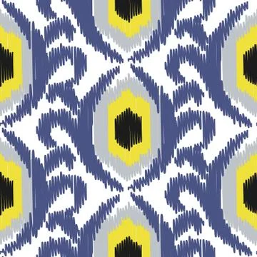 Ikat ogee vector seamless pattern Stock Illustration