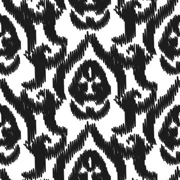 Ikat ogee vector seamless pattern Stock Illustration