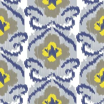 Ikat ogee vector seamless pattern Stock Illustration