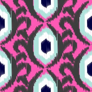 Ikat ogee vector seamless pattern Stock Illustration