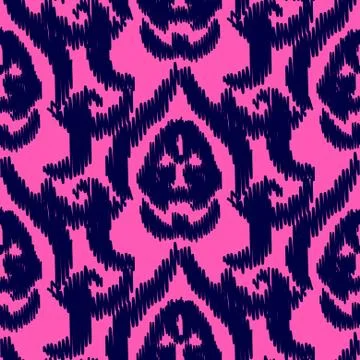 Ikat ogee vector seamless pattern Stock Illustration