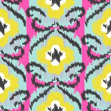 Ikat ogee vector seamless pattern Stock Illustration