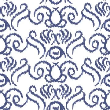 Ikat ogee vector seamless pattern Stock Illustration