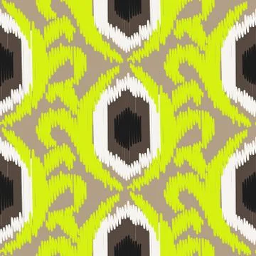 Ikat ogee vector seamless pattern Stock Illustration