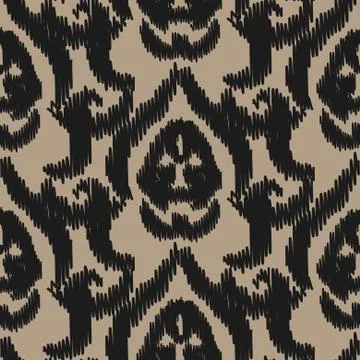 Ikat ogee vector seamless pattern Stock Illustration