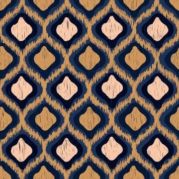 Ikat Oriental Boho Seamless Pattern for Textile and Wallpaper Design. Stock Illustration