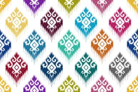 Ikat pattern seamless ,geometric ethnic pattern ,Tribal geometric seamless Stock Illustration