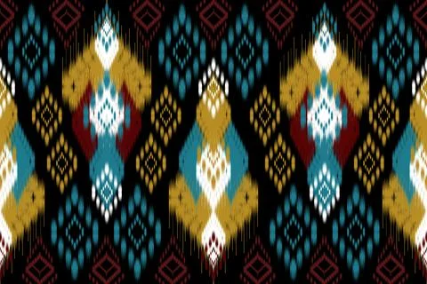 Ikat pattern seamless ,geometric ethnic pattern ,Tribal geometric seamless 스톡 일러스트