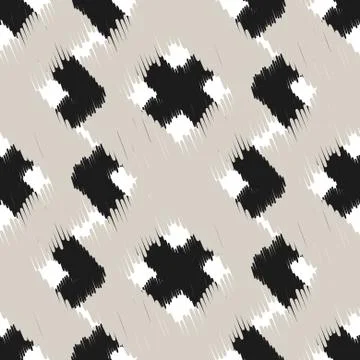 Ikat scribble swabs vector seamless pattern Stock Illustration