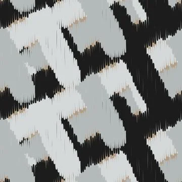 Ikat scribble swabs vector seamless pattern Illustrazione stock