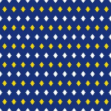 Ikat seamless pattern on blue background. Stock Illustration