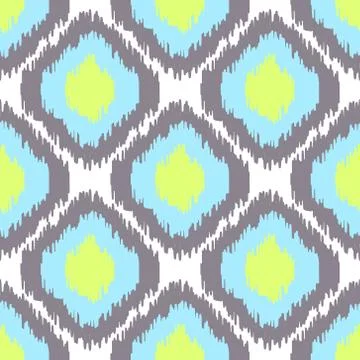 Ikat vector seamless pattern. Abstract geometric background for fabric, print or Stock Illustration