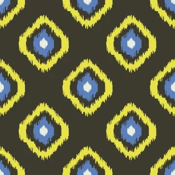 Ikat vector seamless pattern. Abstract geometric background for fabric, print or Stock Illustration