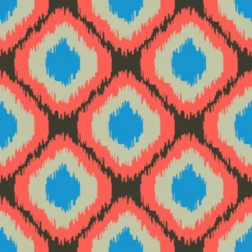 Ikat vector seamless pattern. Abstract geometric background for fabric, print or Stock Illustration