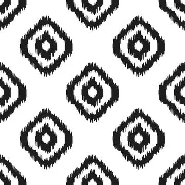Ikat vector seamless pattern. Abstract geometric background for fabric, print or Stock Illustration