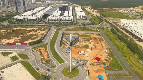 Ikea aerial skyline view Stock Footage 145672393