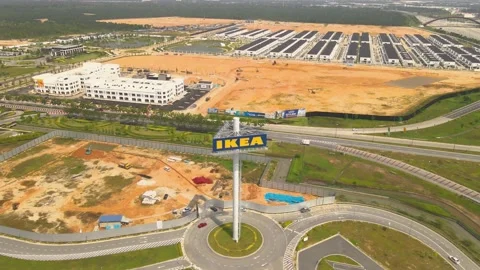 Ikea aerial skyline view Stock Footage 145672398
