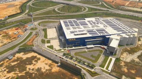 Ikea aerial skyline view Stock Footage 145672428