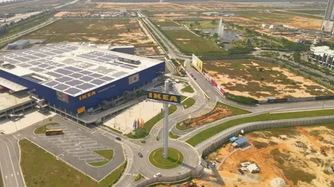 Ikea aerial skyline view Stock Footage
