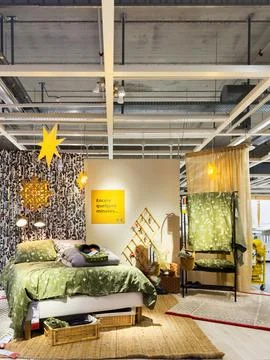 IKEA Bedroom Display Setup Foto stock