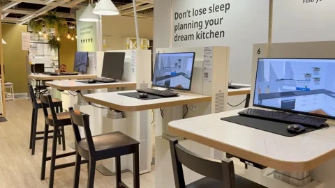 IKEA Computer Order Desk Setup Stock Footage 326570831