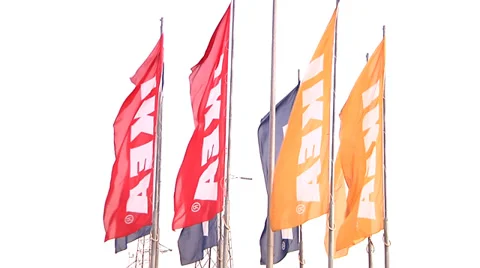 IKEA flags outside Stock Footage 32349081