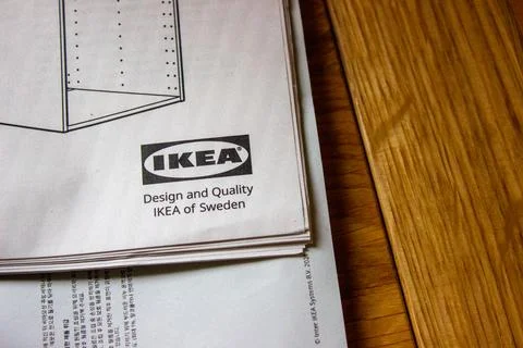Ikea manual on Ikea kitchen table Stock Photos
