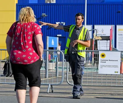 IKEA queue, Warrington, UK - 01 Jun 2020 Stock Photos