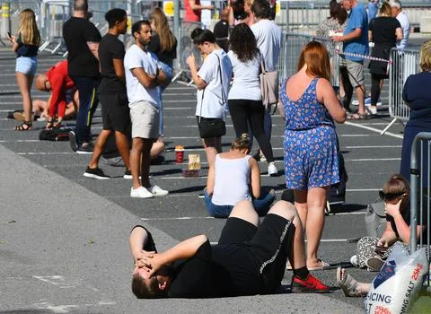IKEA queue, Warrington, UK - 01 Jun 2020 Stock Photos