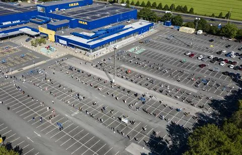 IKEA queue, Warrington, UK - 01 Jun 2020 Stock Photos