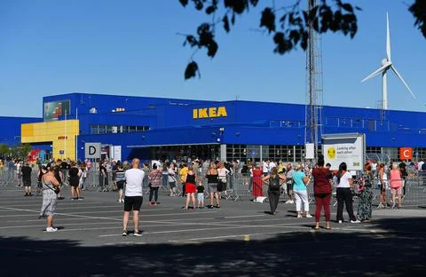 IKEA queue, Warrington, UK - 01 Jun 2020 Stock Photos