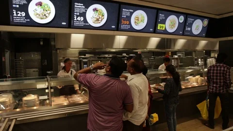 Ikea-Restaurant-menu-above-counter Stock Footage 94560052