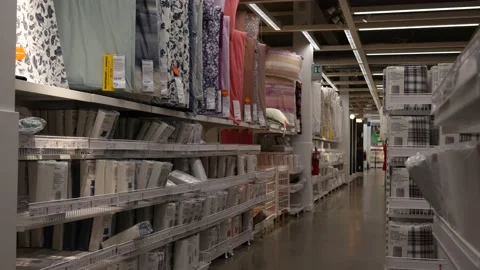 Ikea Store With Bedding Bed Linen Aisle Stock Footage 140466787