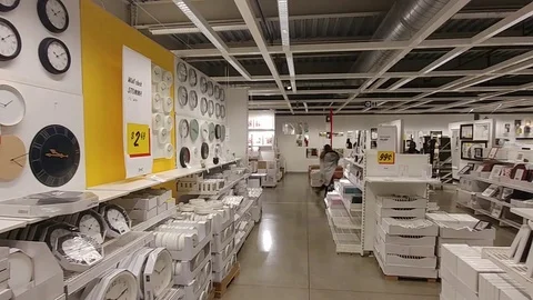 Ikea Store - Clocks On Wall - Pan Stock Footage 99561567